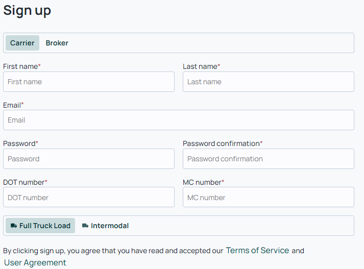 Carrier Signup Loadsmart